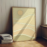 Abstraktens reflekterande berg solnedgång poster<br><div class="desc">En abstrakt berikar solnedgångslandskapet med retro vibes och vintage sepia färg.</div>