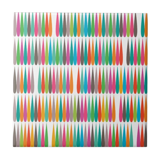 Abstraktens regnbåge droppar färgstarka moderna mö kakelplatta (Framsidan)
