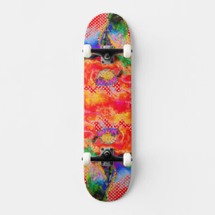 Abstraktens röda blommigt, vattenfärg skateboard bräda 21,5 cm