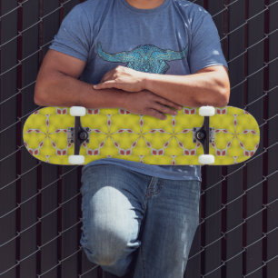 Abstraktens röda och vita stjärnor på gulten mini skateboard bräda 18,5 cm