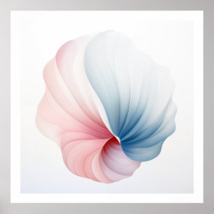 Abstraktens Rosa, blå och vit Snäcka Poster