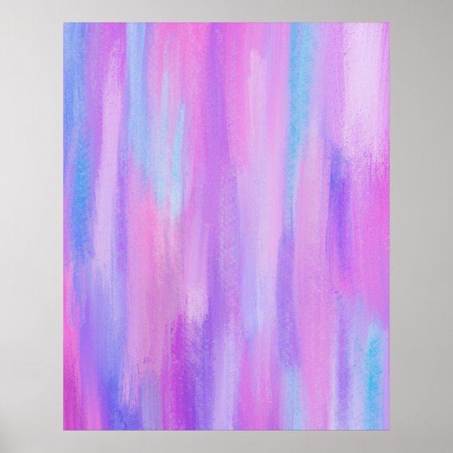 Abstraktens Rosa, Lila och Turquise Paint Strokes Poster (Framsidan)