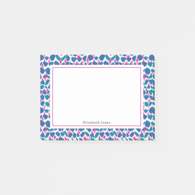Abstraktens Rosa och Blue Boho Dots Post-it Block (Framsida)