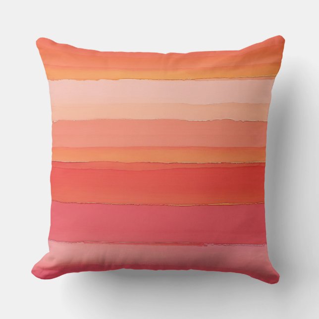 abstraktens rosa och orange rand kudde (Framsida)