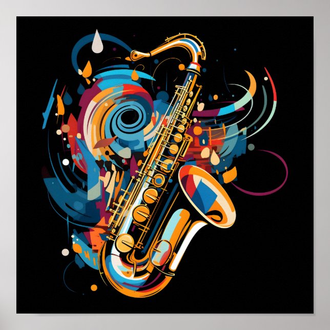 Abstraktens saxofondesign poster (Framsidan)