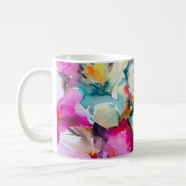 Abstraktens skarpa dekorativa färgad. Flo Kaffemugg (Vänster)