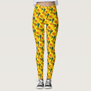 Abstraktens skuggor av blått och Gult Mönster Leggings