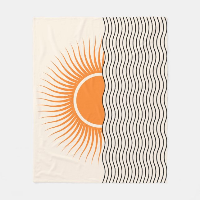 Abstraktens solnedgång: geometrisk boho decor. fleecefilt (Framsidan)