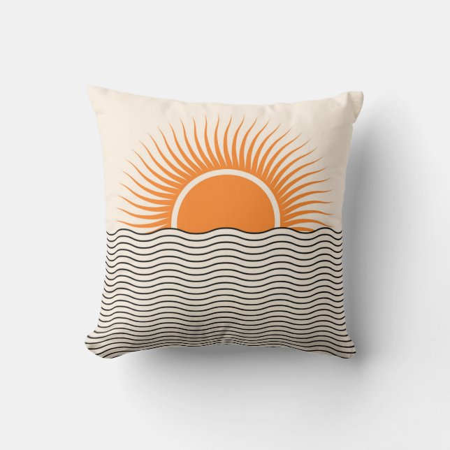 Abstraktens solnedgång: geometrisk boho decor. kudde (Framsida)