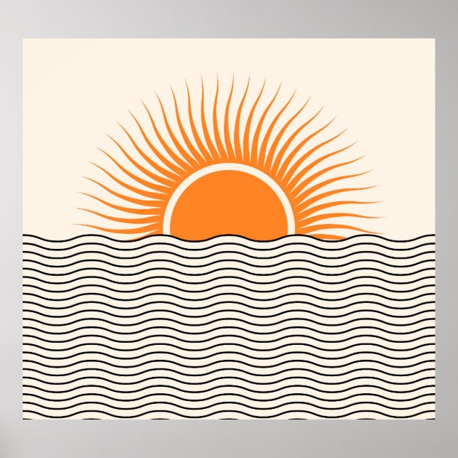 Abstraktens solnedgång: geometrisk boho decor. poster (Framsidan)