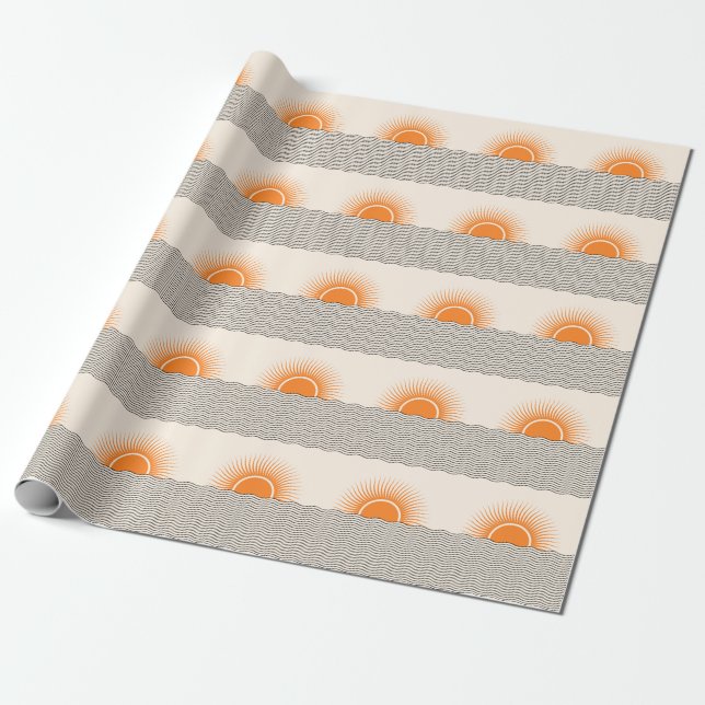 Abstraktens solnedgång: geometrisk boho decor. presentpapper (Utrullad)