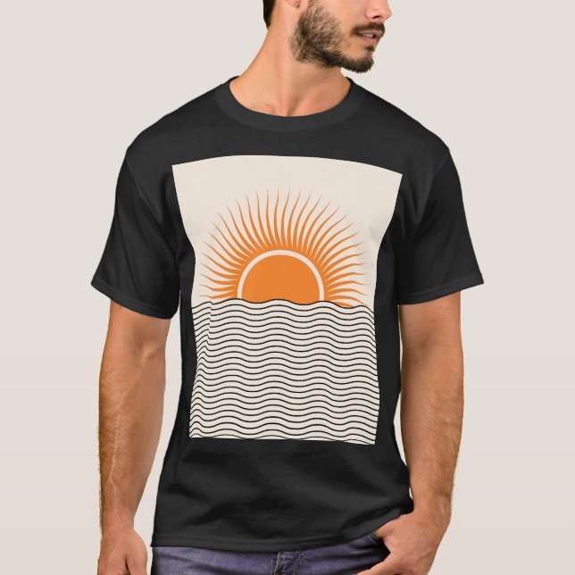 Abstraktens solnedgång: geometrisk boho decor. t shirt (Framsida)