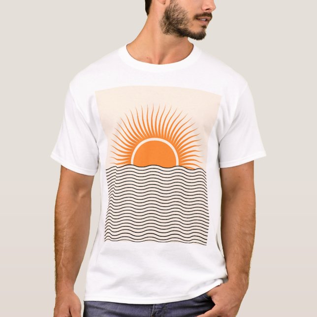 Abstraktens solnedgång: geometrisk boho decor. t shirt (Framsida)