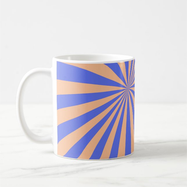 Abstraktens solnedgång i mönster. blå och ora kaffemugg (Vänster)