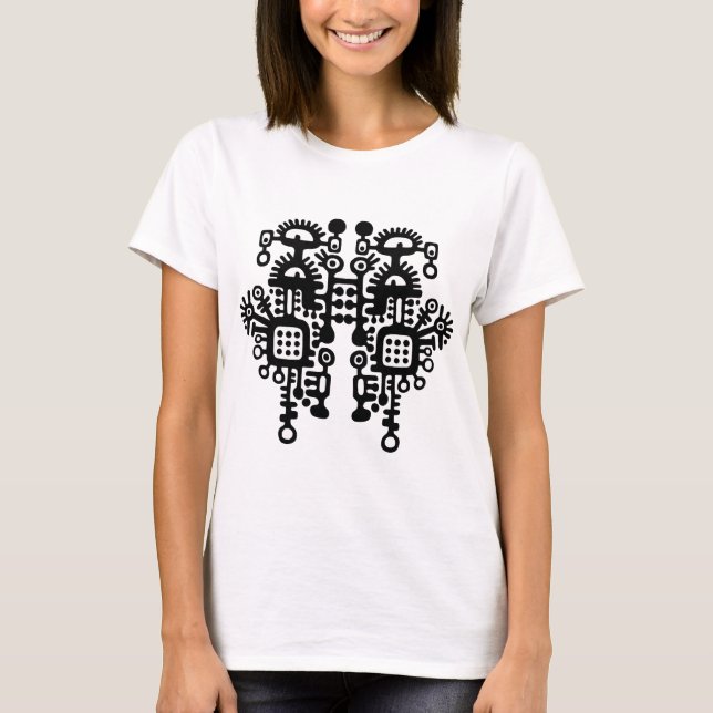 Abstraktens struktur - svartvitt tee shirt (Framsida)