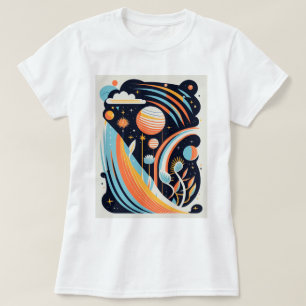 Abstraktens tecknad rymdsplanet. Moderna cosmos T Shirt