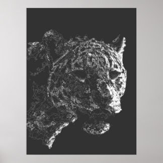abstraktens tiger head ansikte bra line art poster