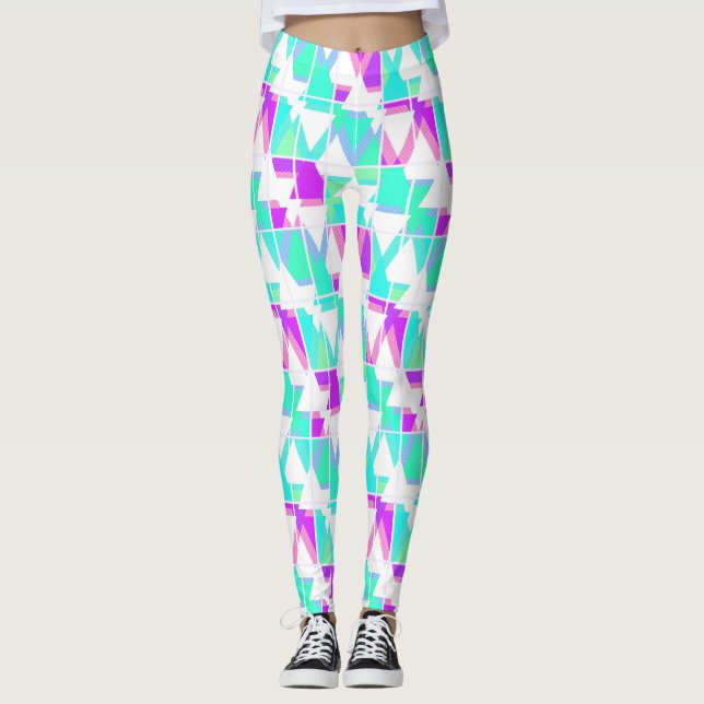 Abstraktens trianglar geometrisk modern mönster-vi leggings (Framsida)