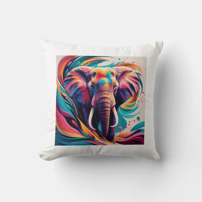 Abstraktens uttryck bilder av elefant Pillow Kudde (Framsida)