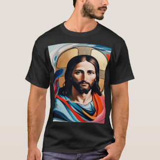 Abstraktens uttryck bilder av Jesus på Shirt T