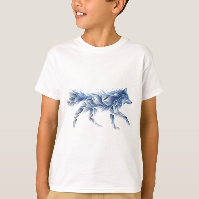 Abstraktens Varg Art: Geometric Animal Illustratio T Shirt (Framsida)