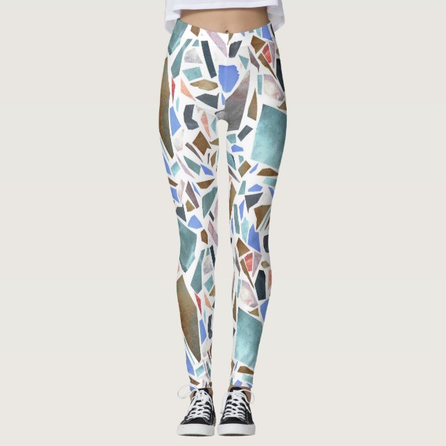 Abstraktens vattenfärg: handritad vit bakgrund. leggings (Framsida)