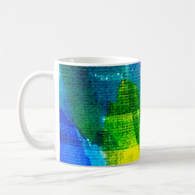 Abstraktens vattenfärg, målad bakgrundsbasabstrakt kaffemugg (Vänster)