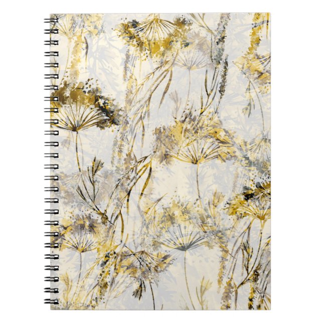 Abstraktens vattenfärgbakgrund: dandelion, enfärga anteckningsbok (Framsidan)