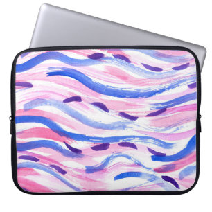 Abstraktens vattenfärgsbakgrund med stripe. Pensel Laptop Fodral