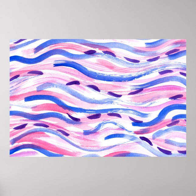 Abstraktens vattenfärgsbakgrund med stripe. Pensel Poster (Framsidan)