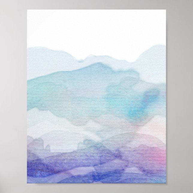 abstraktens vattenfärgsdesign, blå och lila poster (Framsidan)