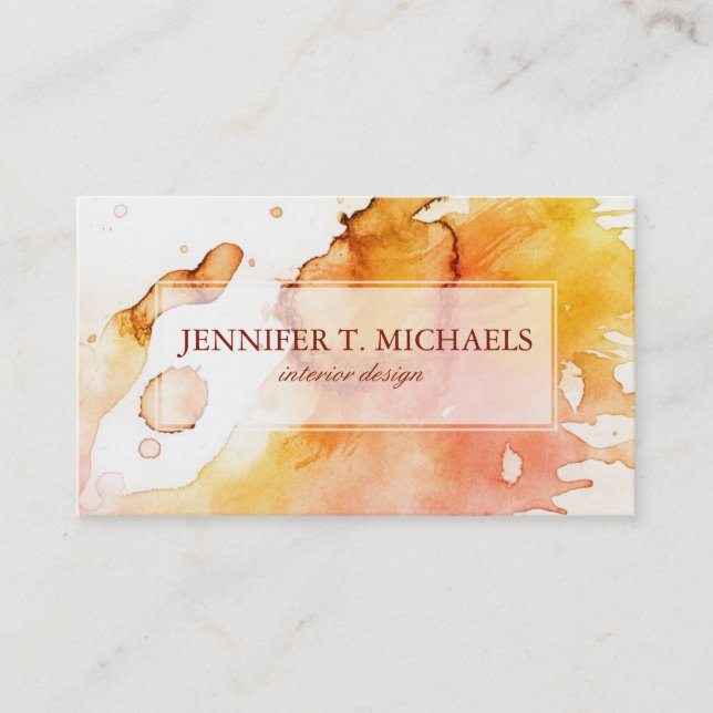 Abstraktens vattenfärgsfärgad bakgrund visitkort (Framsida)