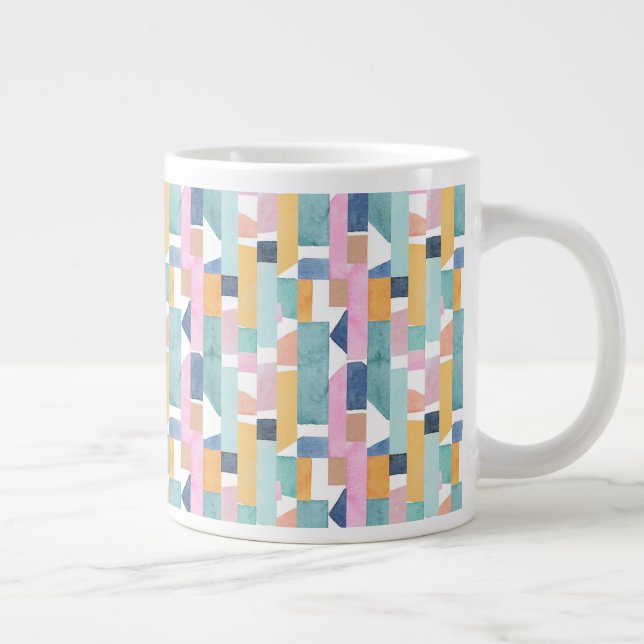 Abstraktens vattenfärgsform Mönster Jumbo Mugg (Höger)