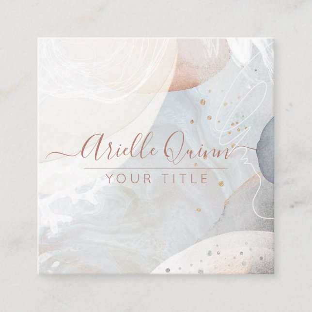 Abstraktens vattenfärgsformer fyrkantigt visitkort (Framsida)