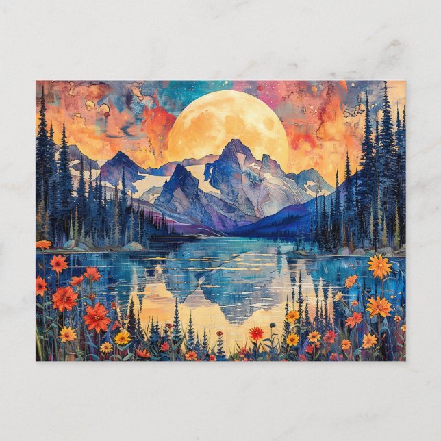 Abstraktens vattenfärgsillustration av fullt över  vykort (Framsida)