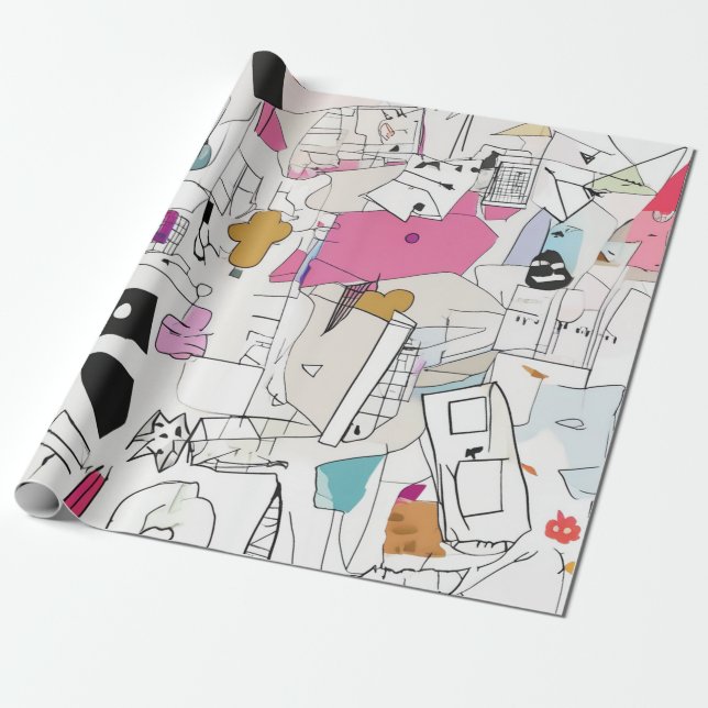 Abstraktens vattenfärgskoder presentpapper (Utrullad)