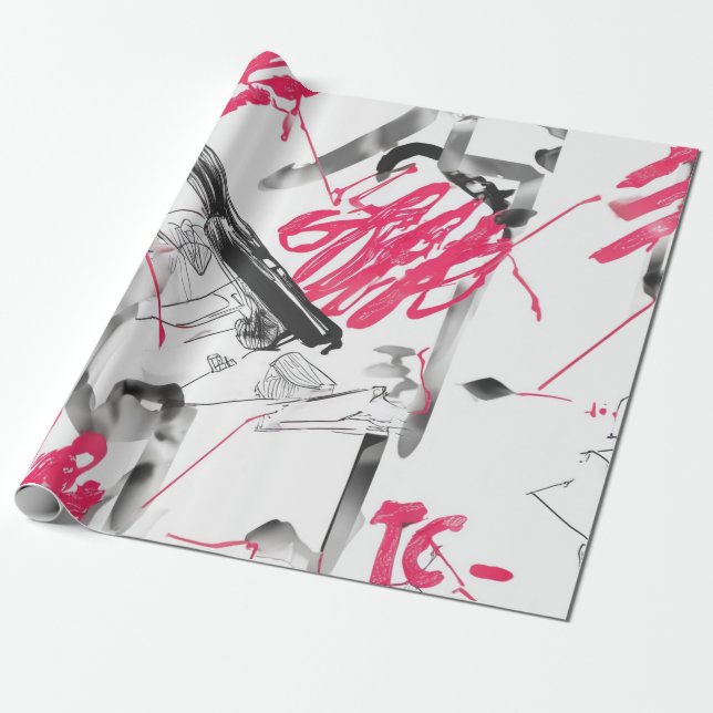 Abstraktens vattenfärgskoder presentpapper (Utrullad)