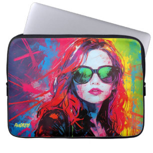 Abstraktens Vild Hip Femte Chicen Solglasögon Laptop Fodral