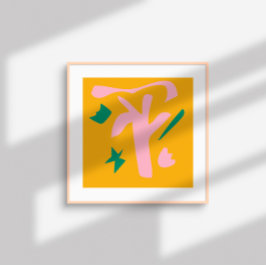 Abstrakter för contemporary - grönt för rosa gult poster