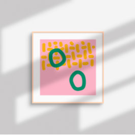 Abstrakter för contemporary - grönt för rosa gult poster