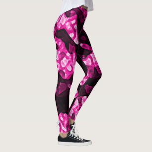 Abstrakter för shock rosa och svart, gigantiskt Tr Leggings