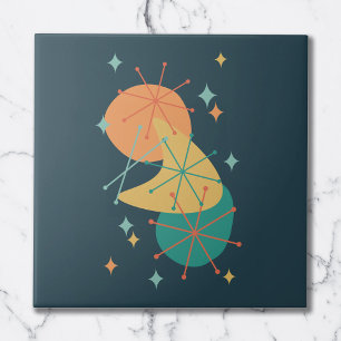 Abstrakter för träkol i mitten av århundradet kakelplatta