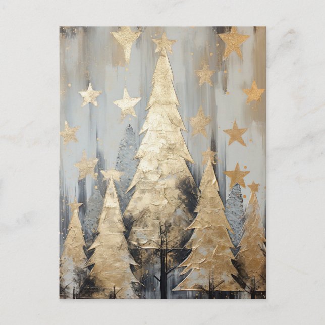 Abstrakter goldener Weihnachtsbaum Vykort (Framsida)