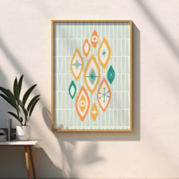 Abstrakter i form av stjärnor för atomålderns mitt poster