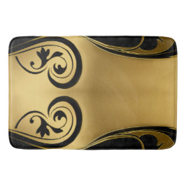 Abstrakter med Guld-accenter på svartvitt Badrumsmatta