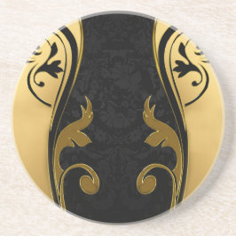 Abstrakter med Guld-accenter på svartvitt Underlägg