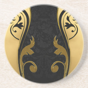 Abstrakter med Guld-accenter på svartvitt Underlägg