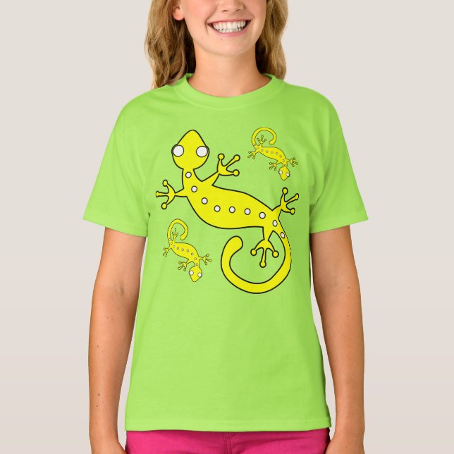 Abstrakter med tre Gulter Tee Shirt (Framsida)