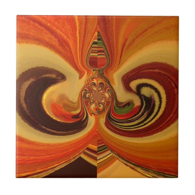 Abstrakter med utskrift av bild i mitten av progra kakelplatta (Framsidan)