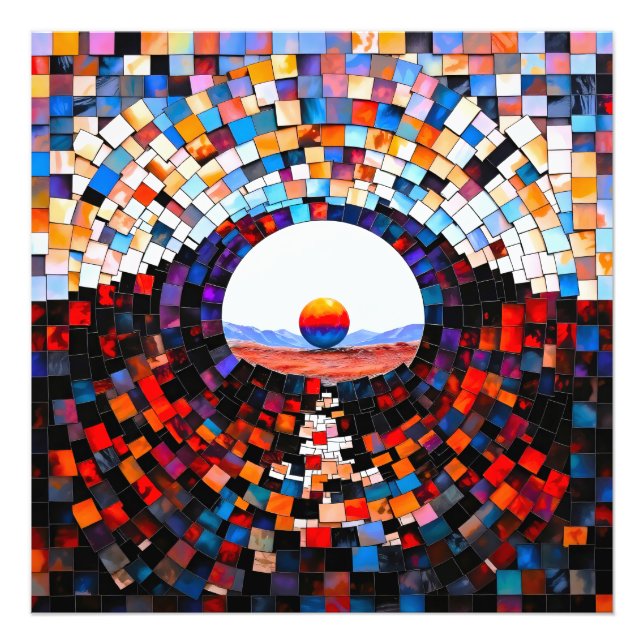 Abstrakter Mosaikblick der Stille Fototryck (Framsidan)